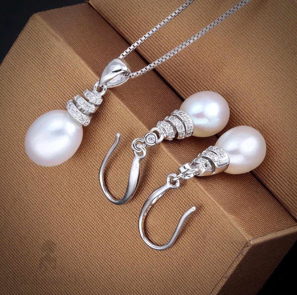 Milena Freshwater Pearl And Sterling Silver Wedding Jewelry Set