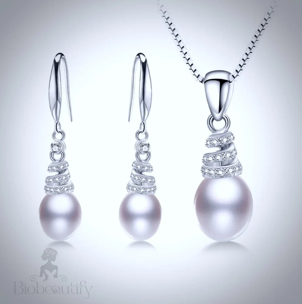 Milena Freshwater Pearl And Sterling Silver Wedding Jewelry Set