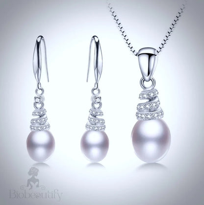 Milena Freshwater Pearl And Sterling Silver Wedding Jewelry Set