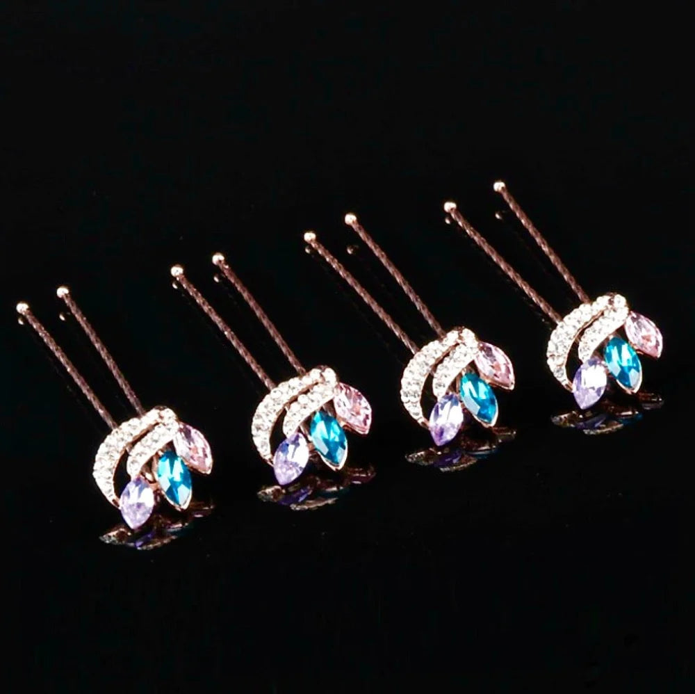 Miley Rose Gold Crystal Hair Pins Set Of 4