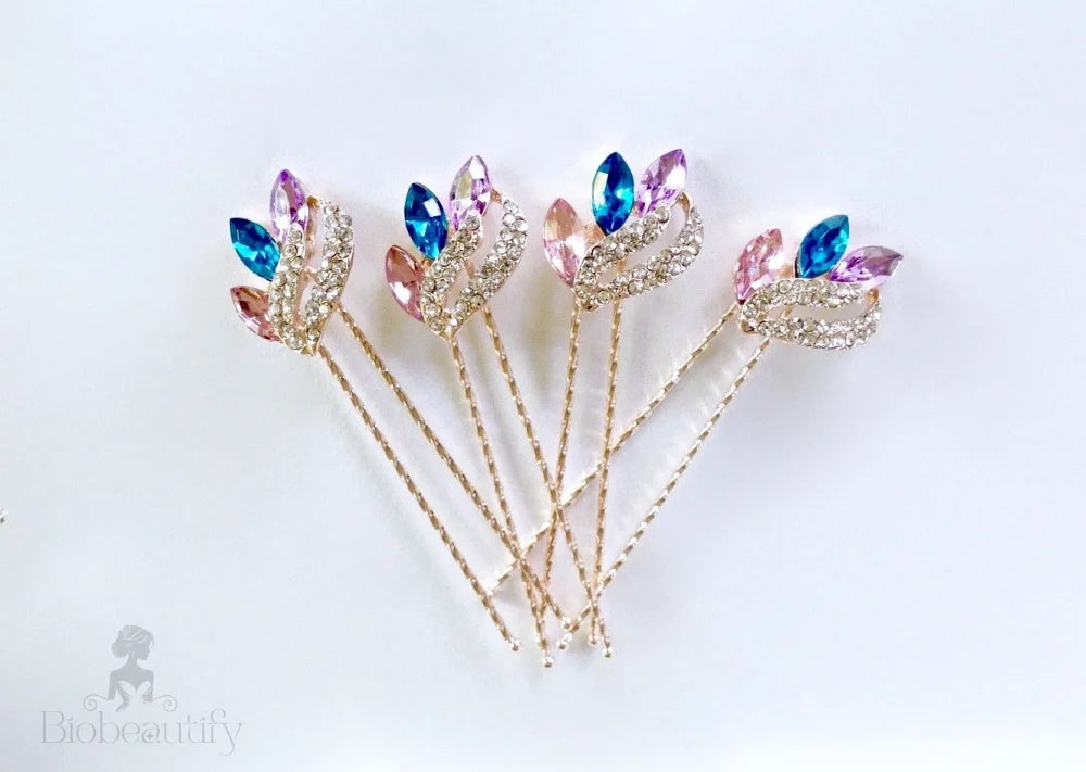 Miley Rose Gold Crystal Hair Pins Set Of 4