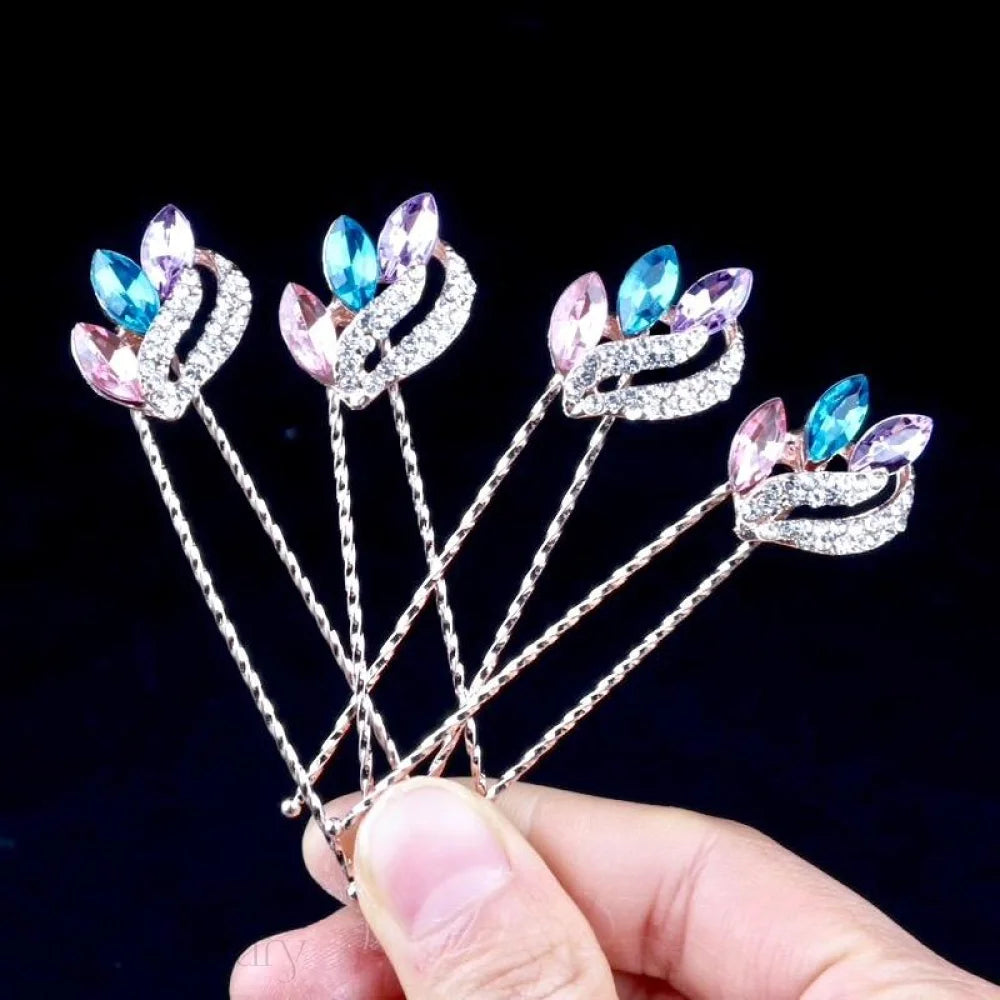 Miley Rose Gold Crystal Hair Pins Set Of 4