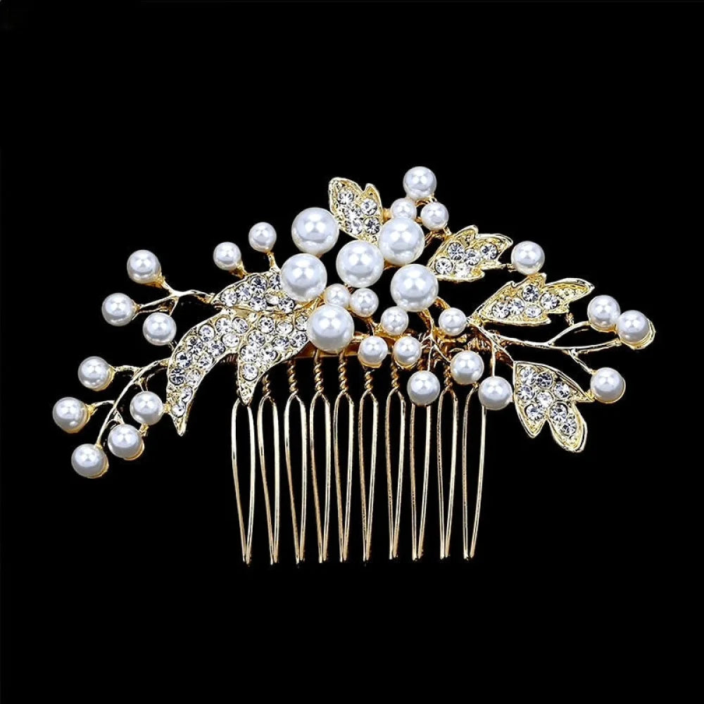 Millie Pearl Bridal Hair Comb Gold Silver Options