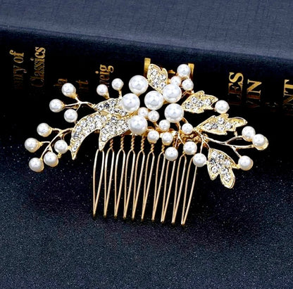 Millie Pearl Bridal Hair Comb Gold Silver Options