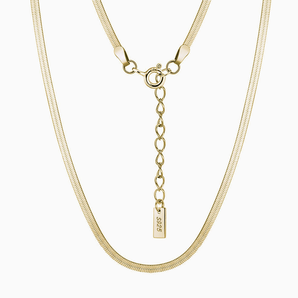 Minimalist Sterling Silver 1.8Mm Flat Snake Chain Necklace Gold / 14 -16’’