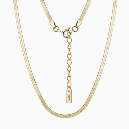 Minimalist Sterling Silver 1.8Mm Flat Snake Chain Necklace Gold / 14 -16’’