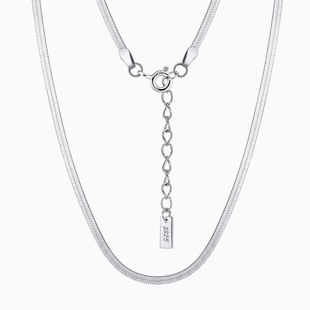 Minimalist Sterling Silver 1.8Mm Flat Snake Chain Necklace / 14 -16’’