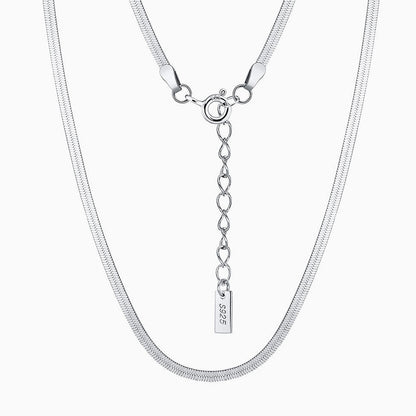 Minimalist Sterling Silver 1.8Mm Flat Snake Chain Necklace / 14 -16’’