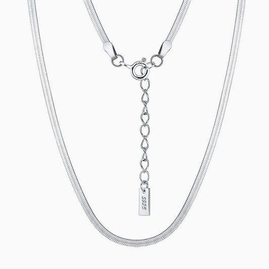 Minimalist Sterling Silver 1.8Mm Flat Snake Chain Necklace / 14 -16’’