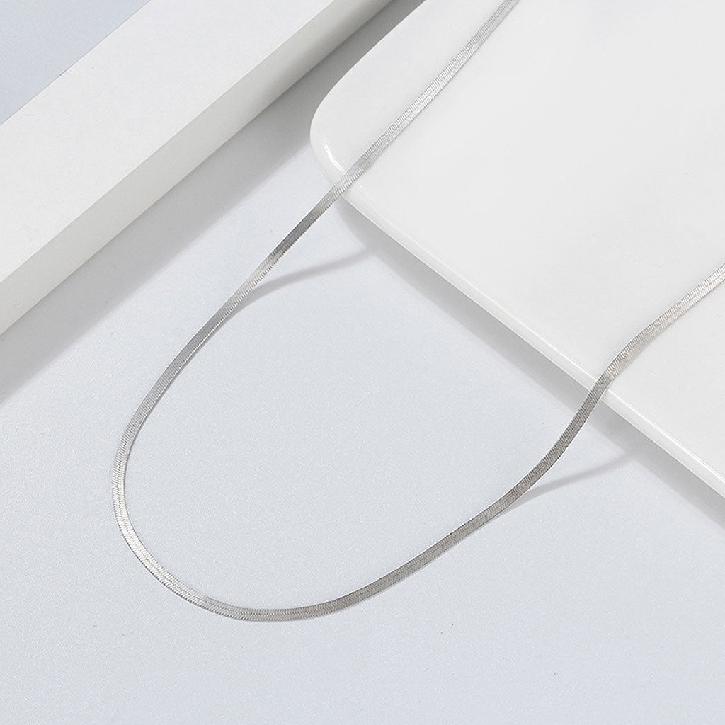 Minimalist Sterling Silver 1.8Mm Flat Snake Chain Necklace