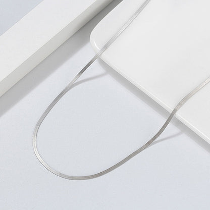 Minimalist Sterling Silver 1.8Mm Flat Snake Chain Necklace