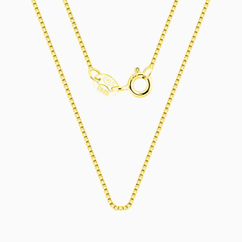 Sterling Silver 0.6Mm Polished Box Chain Necklace Minimalist Design Gold / 16’’