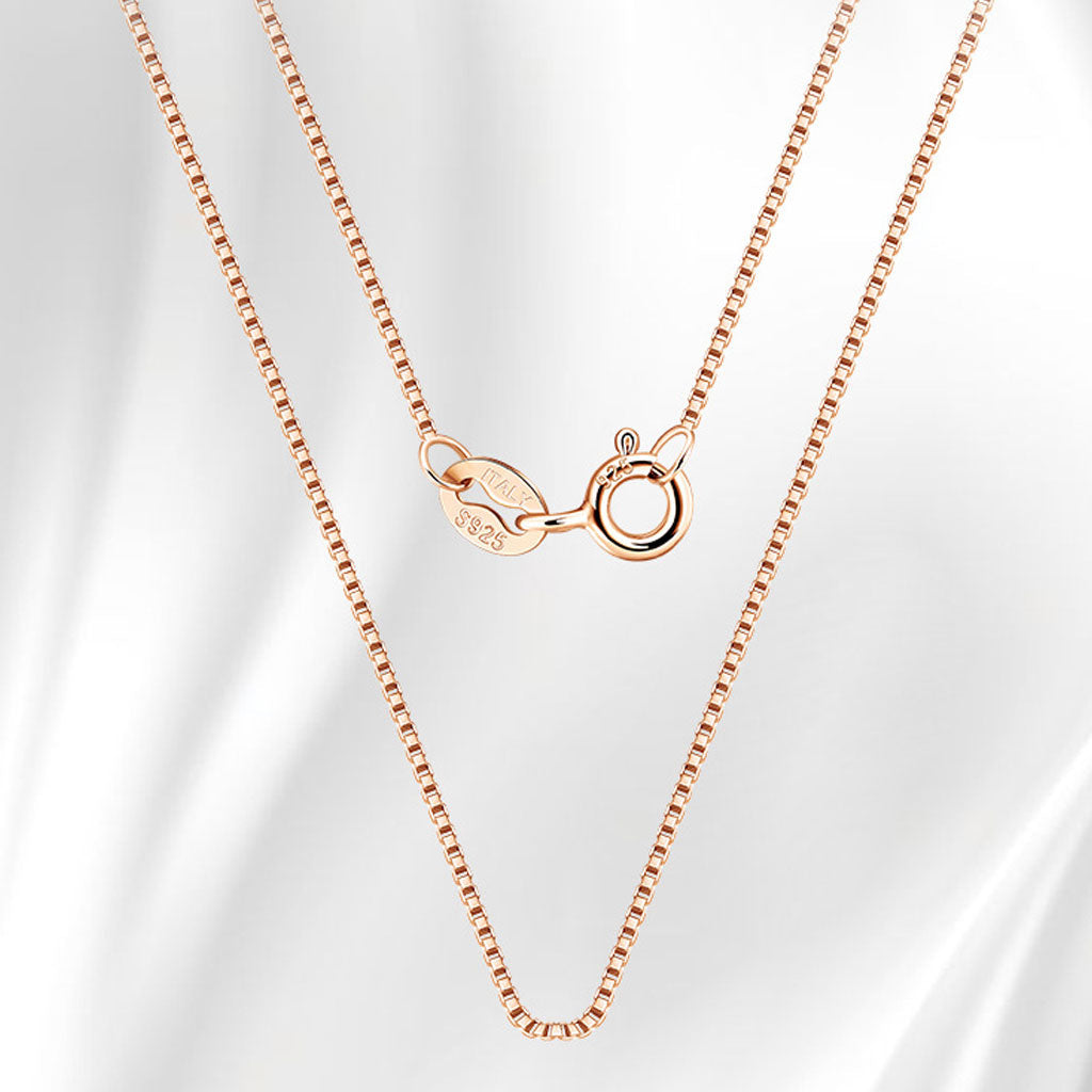 Sterling Silver 0.6Mm Polished Box Chain Necklace Minimalist Design Rose Gold / 16’’