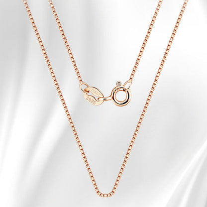 Sterling Silver 0.6Mm Polished Box Chain Necklace Minimalist Design Rose Gold / 16’’