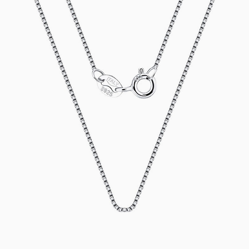 Sterling Silver 0.6Mm Polished Box Chain Necklace Minimalist Design / 16’’