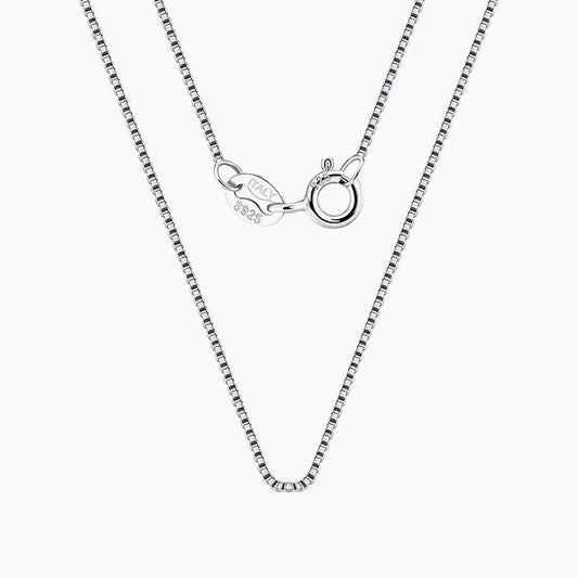 Sterling Silver 0.6Mm Polished Box Chain Necklace Minimalist Design / 16’’