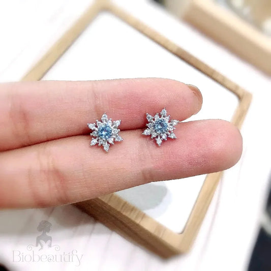 Minou Snowflake Blue Bridal Earrings