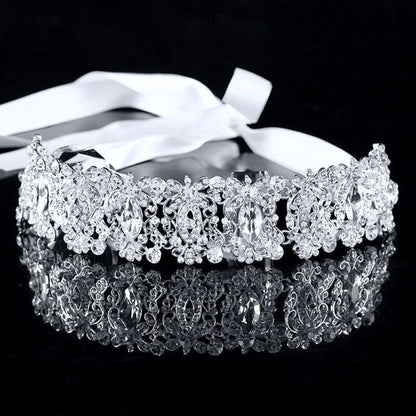 Miriam Silver Crystal Headband For Bride