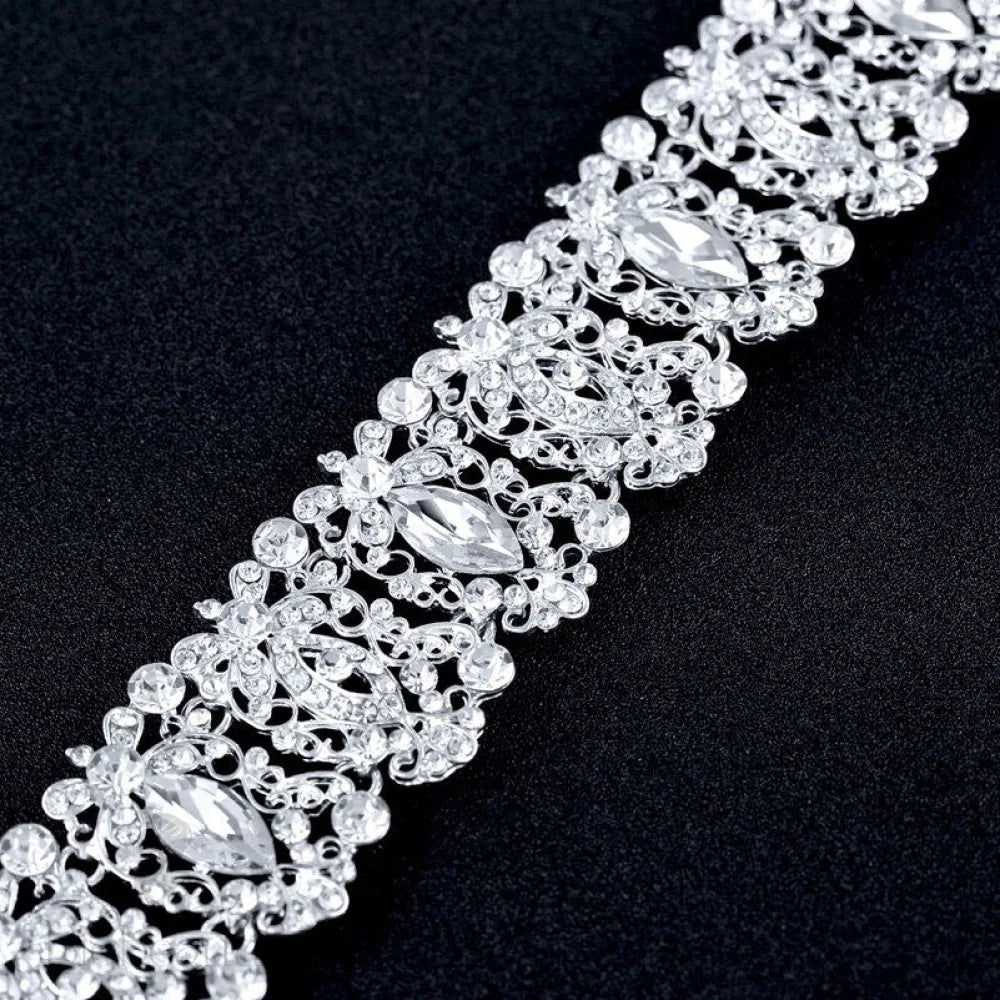 Miriam Silver Crystal Headband For Bride