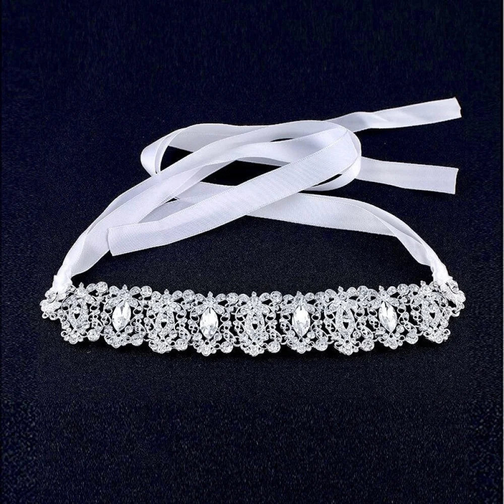 Miriam Silver Crystal Headband For Bride