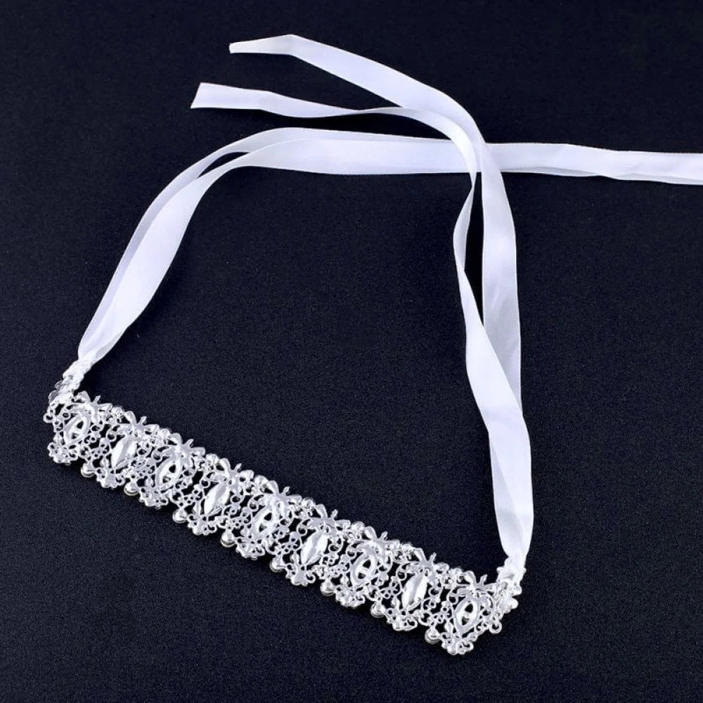 Miriam Silver Crystal Headband For Bride