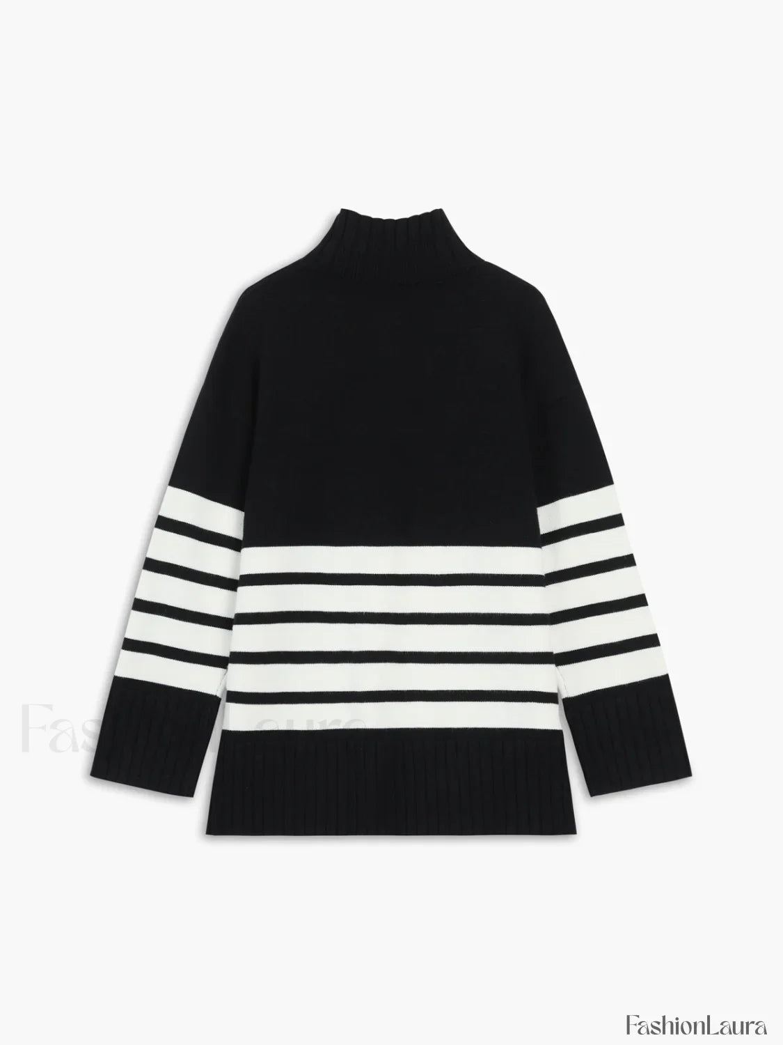Miss Paris Mock Neck Stripe Sweater Sweaters
