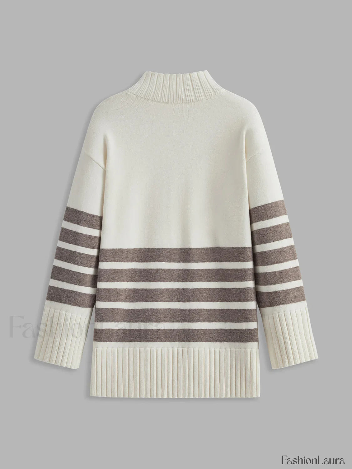 Miss Paris Mock Neck Stripe Sweater Sweaters