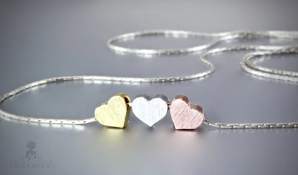 Mixed Metal Three Hearts Necklace For Bridesmaids