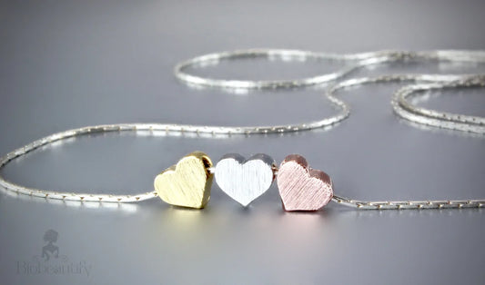 Mixed Metal Three Hearts Necklace For Bridesmaids