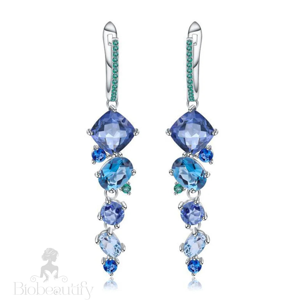 Mixed Shape Swiss Blue Topaz Mystic Quartz Drop Earrings / One Size