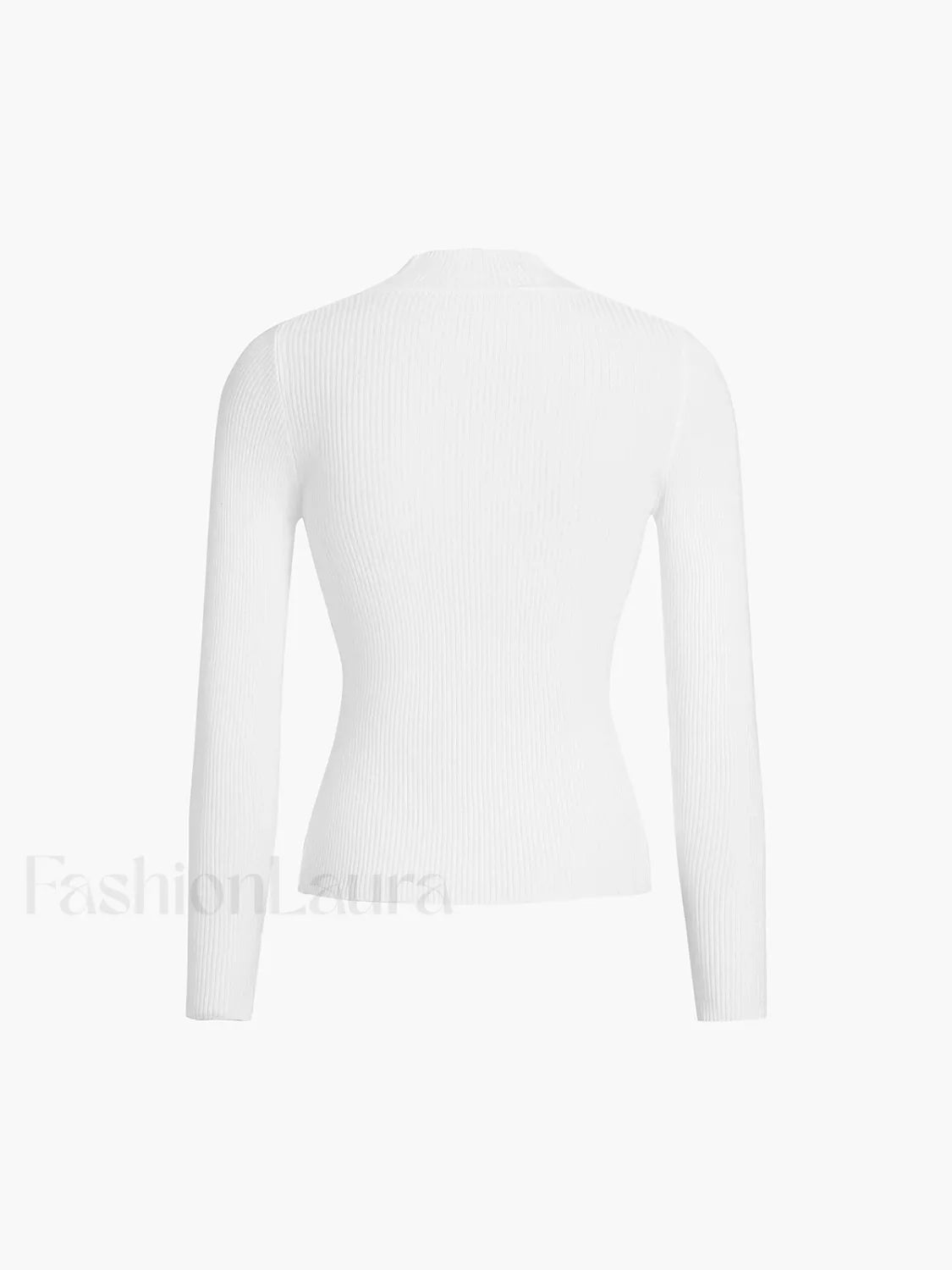 Mock Neck Rib Long Sleeve Knit Top Knit Tops