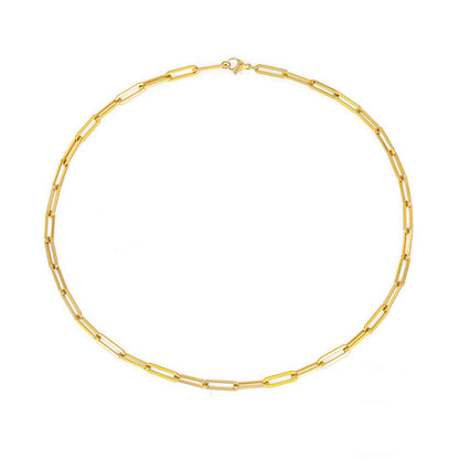 Gold Large Paperclip Chain Link Necklace Modern Style