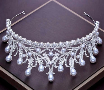 Monique Pearl And Cz Bridal Tiara