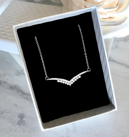 Morena Minimalist 925 Sterling Silver Cz Wedding Necklace