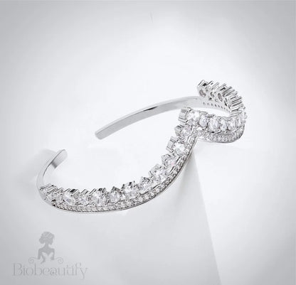 Morena V-Shaped Bridal Bracelet With Cubic Zirconia