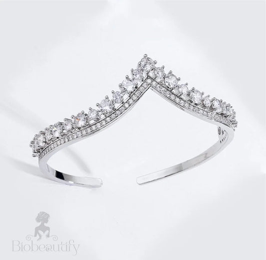 Morena V-Shaped Bridal Bracelet With Cubic Zirconia