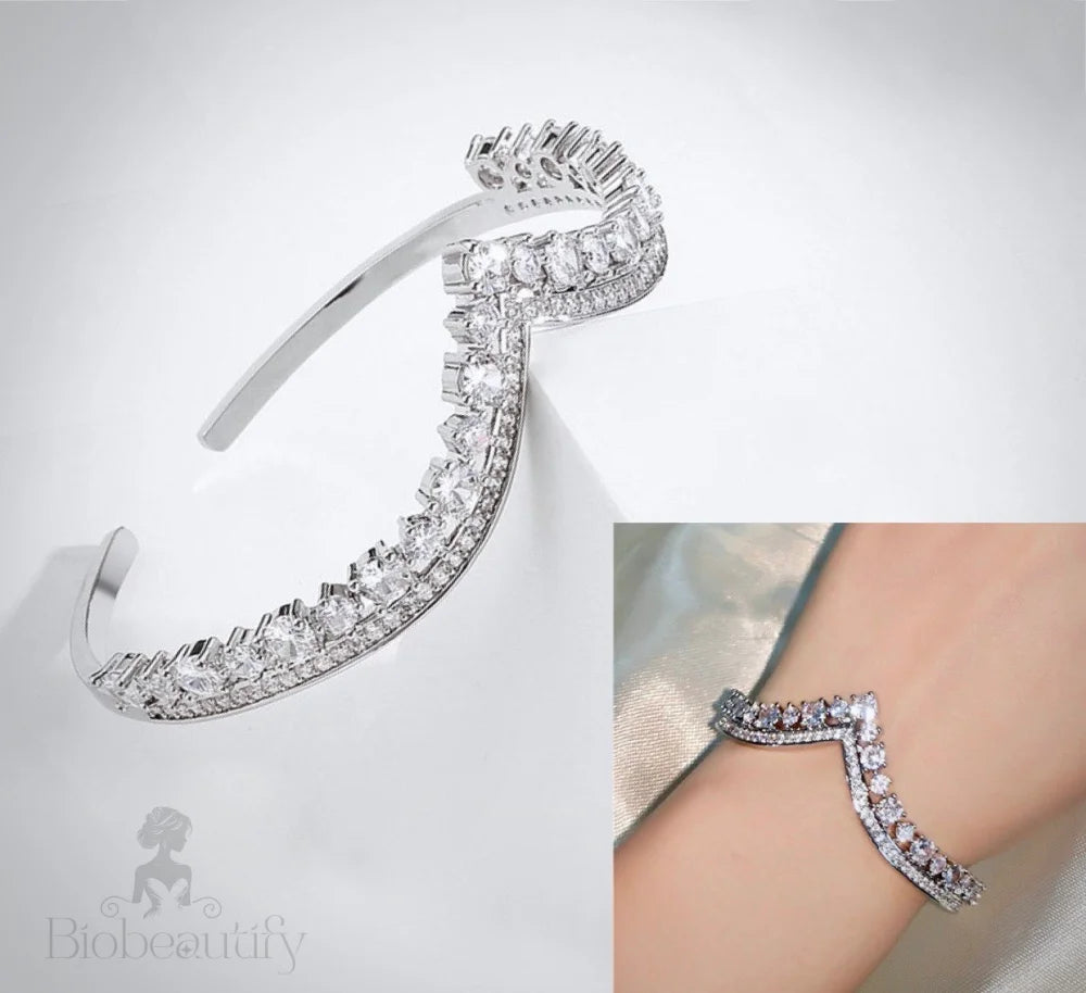 Morena V-Shaped Bridal Bracelet With Cubic Zirconia