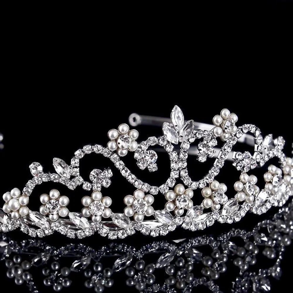 Morgan Wedding Tiara With Pearls And Cubic Zirconia