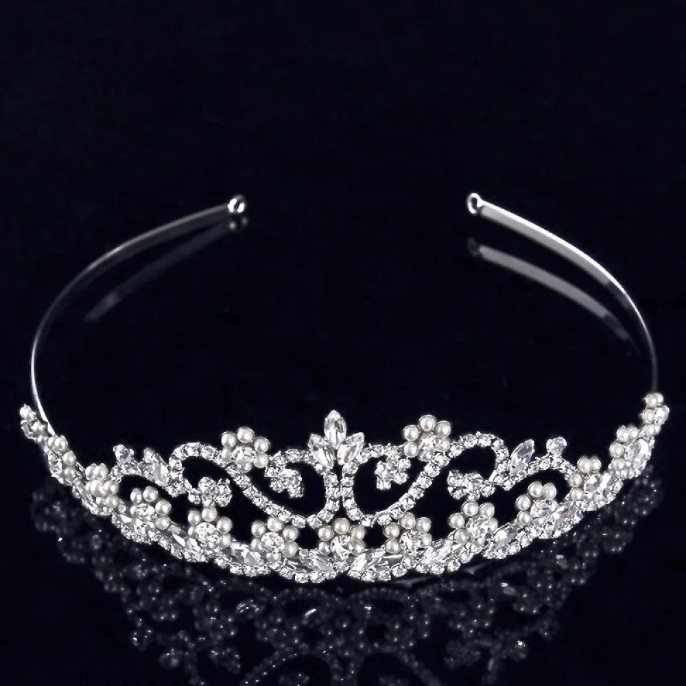 Morgan Wedding Tiara With Pearls And Cubic Zirconia