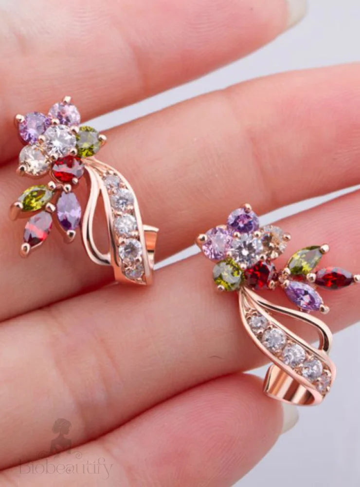 Multicolor Aaa Zircon Stone Big Stud Earrings