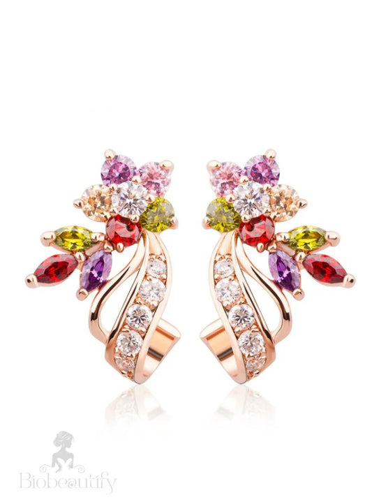 Multicolor Aaa Zircon Stone Big Stud Earrings White