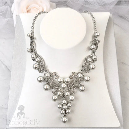 Myla Pearl Bridal Jewelry Set With Tiara - 3 Pieces