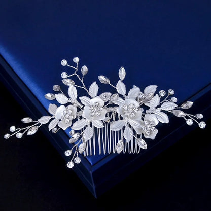 Wedding Hair Accessories - Floral Bridal Hair Comb - Available in Silver and Rose Gold