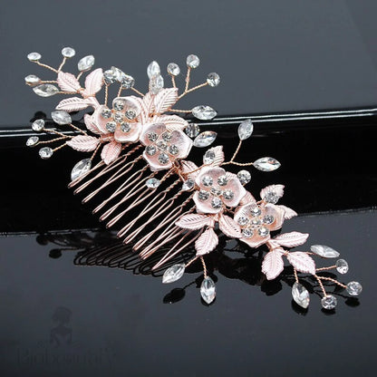 Myra Floral Hair Comb For Brides - Silver And Rose Gold Options Available