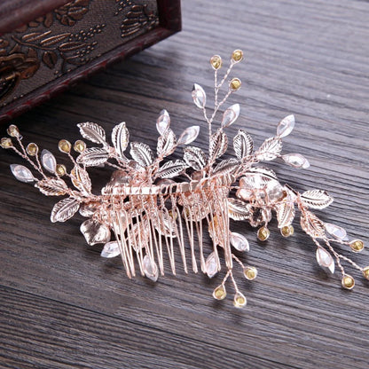 Myra Floral Hair Comb For Brides - Silver And Rose Gold Options Available