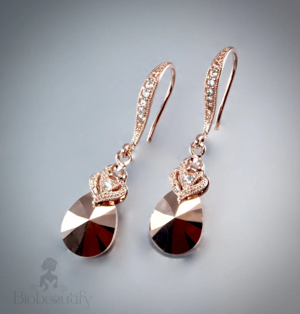 Nadia Rose Gold Crystal Earrings