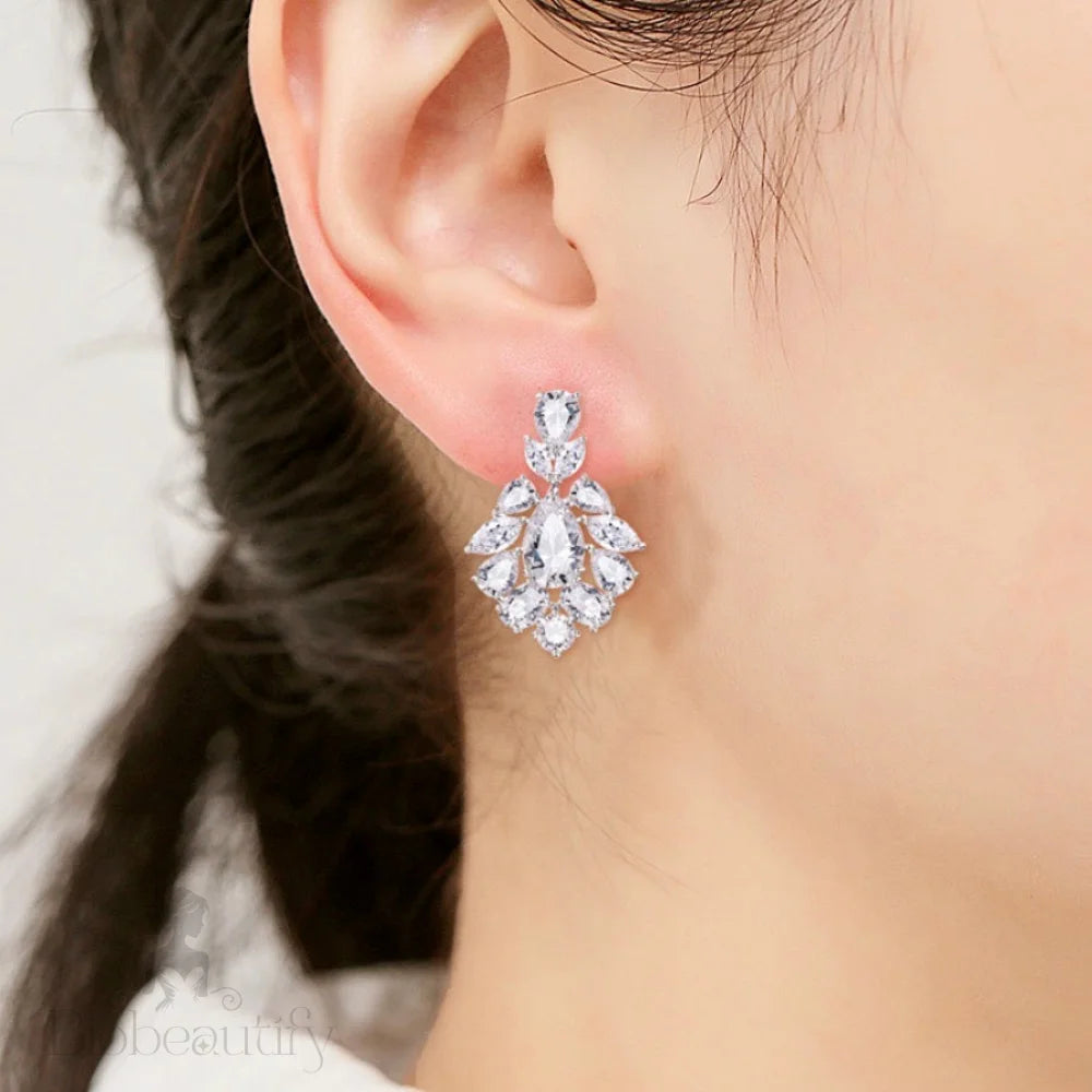 Nala Silver Bridal Earrings With Cubic Zirconia