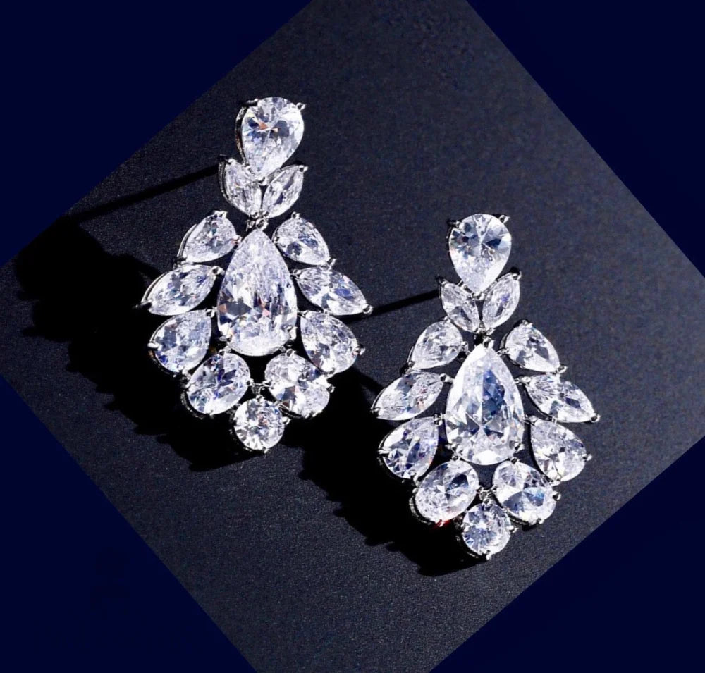 Nala Silver Bridal Earrings With Cubic Zirconia