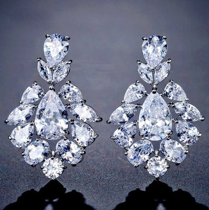 Nala Silver Bridal Earrings With Cubic Zirconia