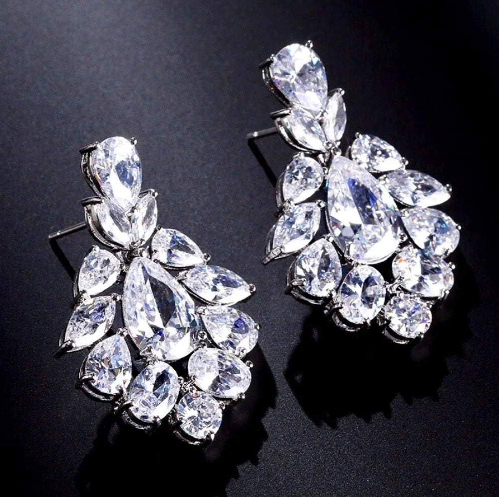 Nala Silver Bridal Earrings With Cubic Zirconia